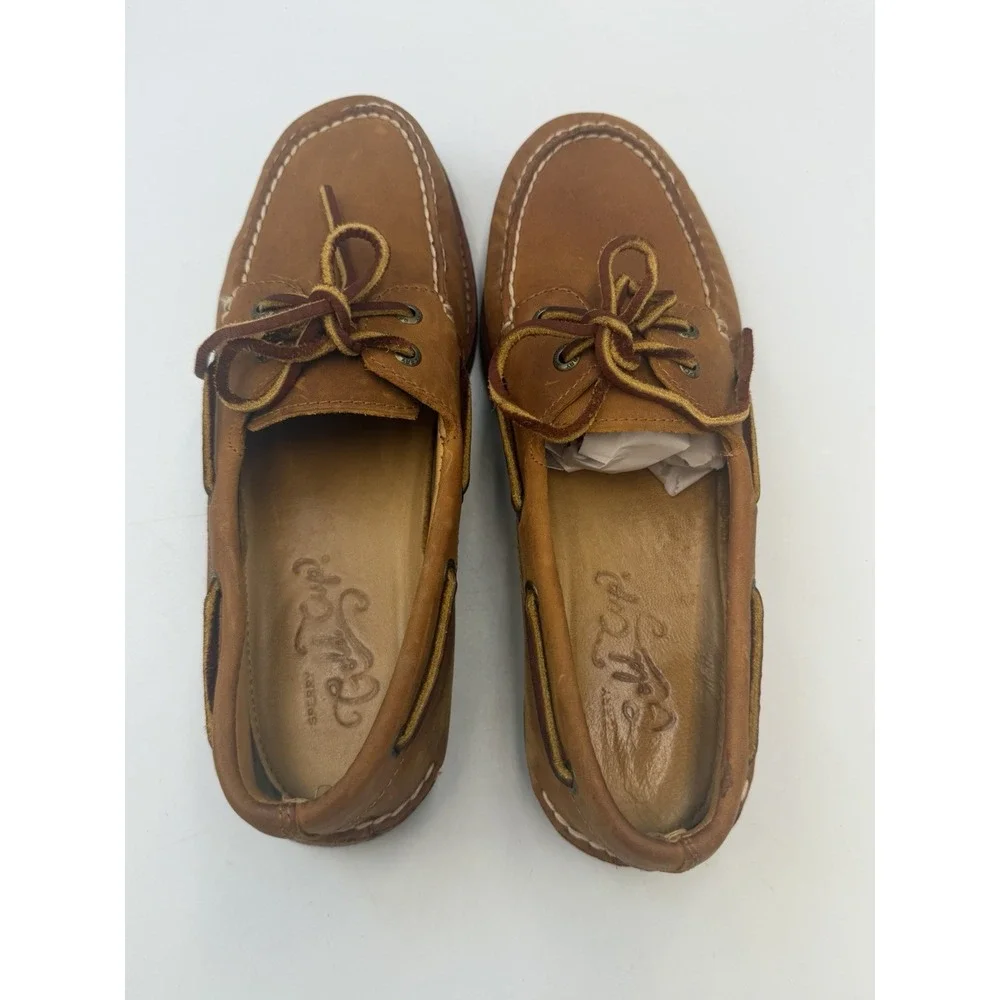 Sperry Gold Cup Men's 9 M Tan Leather Boat Shoes 2 Eye Deck Loafers Moc Toe
